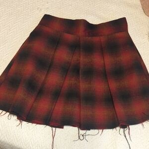 Free People Red and Black Plaid Skater Skirt
